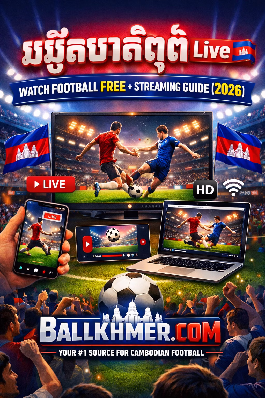 មើលបាល់ទាត់ Live Watch Football Free Cambodia (2026)